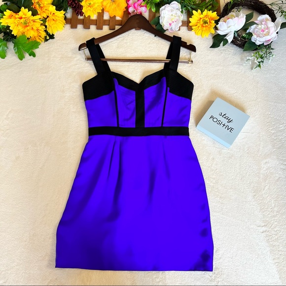 Rebecca Minkoff Violet & Black Night Out Silk Bustie Mini Dress Size 6 - Picture 7 of 17